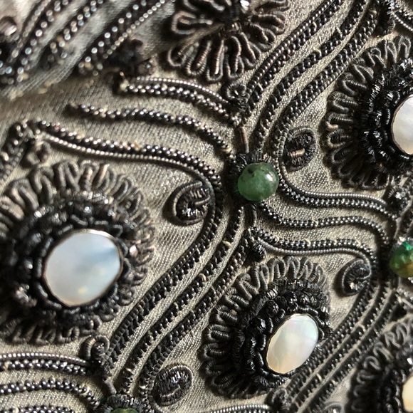 Vintage Silk, Natural Emeralds & Natural Baby Pearls Handbag ♥️ - Picture 8 of 16